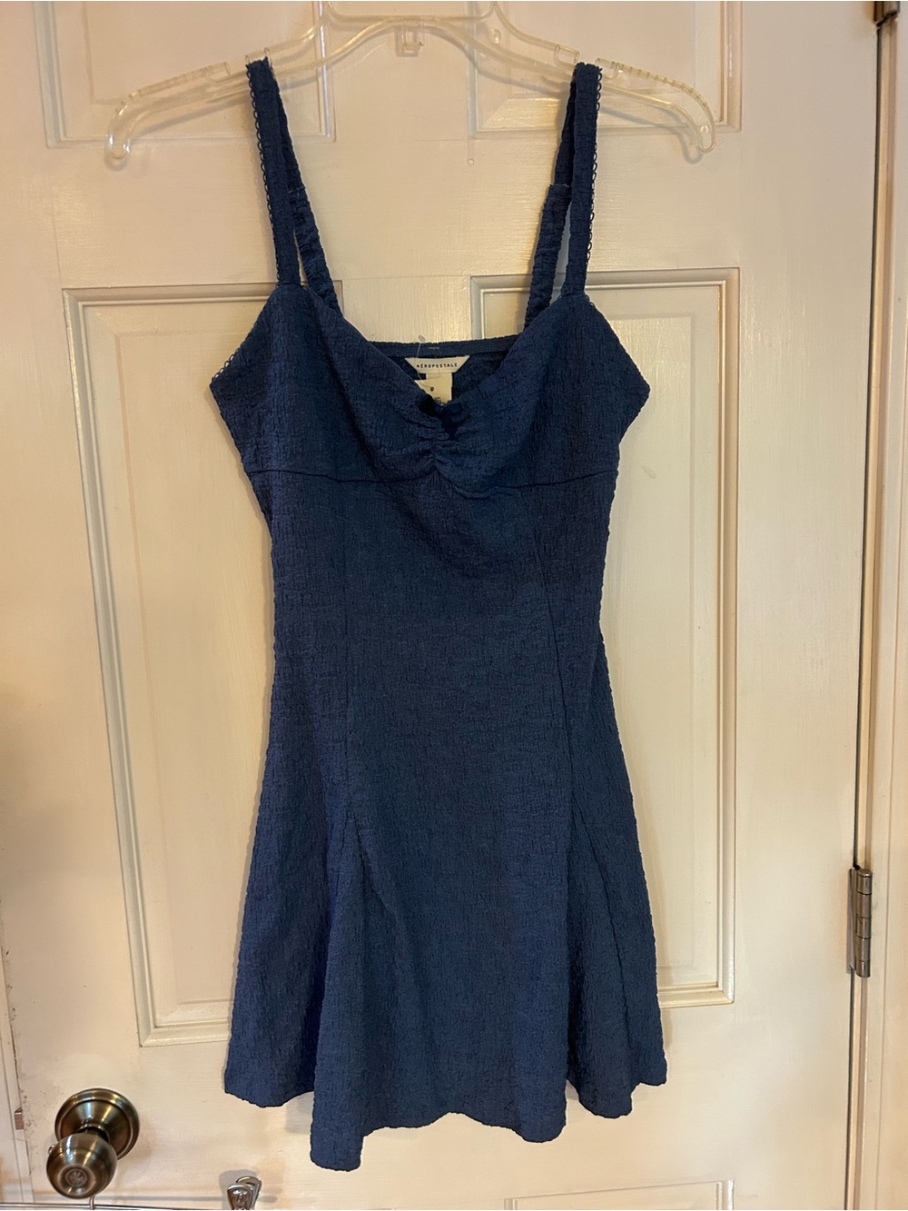 Aeropostale Navy Textured Mini Dress with Sweetheart Neckline